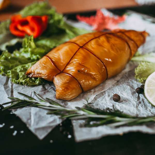 Кальмар со скумбрией горячего копчения